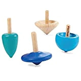 PLAN TOYS- Spinning Tops (6 Boxes/Pack), Colore Legno, 4132