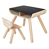 Plan Toys- Table & Chair-Black, Colore Legno, 8703