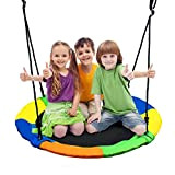 Platform Tree Swing Flying Saucer Swing for Kids Adult Outdoor Yard Swing, Durable Steel Frame & Hanging Straps Height Adjustable