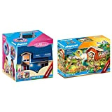 PLAYMOBIL Casa delle bambole Portatile 70985 Con maniglia per il trasporto, Pieghevole, per 4+ anni & Family Fun 71001 Casetta ...