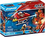 Playmobil City Action 71195 Elicottero dei Vigili del Fuoco, Elicottero dei Pompieri con Cannone Estintore, Giocattolo per Bambini dai 4 ...