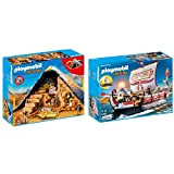 Playmobil History 5386 Grande Piramide del Faraone, Giocattoli per bambini dai 6 anni & History 5390 Galea Romana, Nave galleggiante, ...