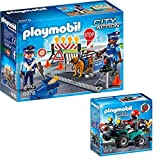 Playmobil Policia Set: 6878 Posto di blocco della Polizia & 6879 Quad del Bandito