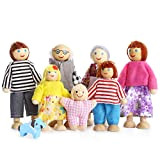 Playtee Felice Famiglia di Bambole di Legno Set di 7 Pupazzi Flessibili