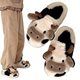 Plesuxfy Simpatiche Pantofole di Mucca - Pantofole Soffici Animali da Donna Adorabili,Indoor Fuzzy Warm Memory Foam Peluche Scarpe da casa ...