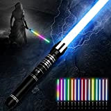 Plunack Spada Laser, Dueling Lightsaber RGB 15 Colori con Manico in Metallo Soundfont Simulati di Combattimenti, Duello FX Spada Laser ...
