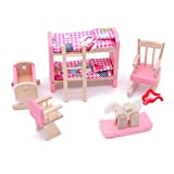 POFET Adorabile Set di camerette in Legno per mobili per Bambole Giocattolo Set di Room per Bambole in Legno per ...