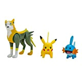 Pokemon PKW2676 - Confezione da 3 personaggi con 2 parafanghi, Pikachu e 3 pollici Boltund Battle Figure - Dettagli autentici