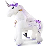PonyCycle ufficiale Premium Modello K Cavalca l'unicorno Animali che camminano Peluche Unicorno con corno viola Taglia 4 per età 4-8 ...