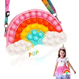 Pop Borsa arcobaleno con tracolla,Pop Fidget Toys Borsa per Ragazze, pop it borsa Regali per Bambini Adulti Borsetta Bambina(Nuvola Arcobaleno)
