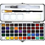 Portable Solid Watercolor Paint Set 50 Colors Metal Box Watercolor Pigment for Beginner Drawing Watercolor Paper Art