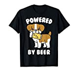 Powered By Beer Bulldog Inglese Cane Maglietta