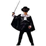 PRESTIGE & DELUXE Costume Vestito Carnevale Zorro Cavaliere Notturno 5 6 7 8 9 10 11 12 Anni (7-8 Anni: ...