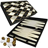 PrimoLiving Tavla Backgammon Luxor - Valigia in legno pieghevole in formato XXL, 48,7 x 58 cm