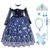 Princess Vestito Carnevale Bambina Abito Costume di Cosplay Party Halloween Costume Abito delle Ragazze di Natale Compleanno Vestito Fantasia Blu ...