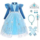 Princess Vestito Carnevale Bambina Abito Costume di Cosplay Party Halloween Costume Abito delle Ragazze di Natale Compleanno Vestito Fantasia Blu ...
