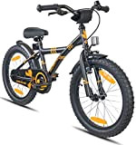 Prometheus Bicicletta per bambini e bambine dai 6 anni nei colori Nero Opaco e Arancione da 18 pollici con freno ...