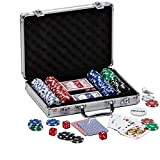PROMO SHOP Valigetta da Poker con 200 fiches da Poker di 5 Diversi valori, 5 Dadi, distributore di fiches e ...