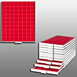 Prophila Box per Monete, Grigio, 80 Scomparti angolari per Monete Fino a 24 mm, Inserire Rosso