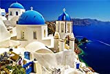 PROW® Puzzle Legno da 1000 Pezzi 30 x 20 Pollici Vista Mare Santorini Isola Greca Puzzle per Il Regalo di ...