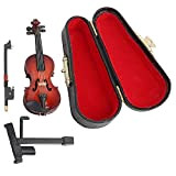 Pssopp Violino in Miniatura in Legno Mini Strumento Musicale Ornamento Modello casa delle Bambole in Miniatura con Arco e Custodia ...
