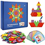 Puzzle 155 Pezzi Geometrici Blocchi di Legno, Giocattoli Montessori Blocchi Puzzle di Legno Giocattoli Educativi Classici Tangram Puzzle con 24 ...