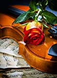Puzzle Di Legno Puzzle 3D Regalo Di Compleanno Puzzle 41112: Music Love And Sadness 1000 Piece Puzzle-Red Rose Violin Music ...