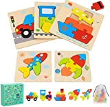 Puzzle in Legno Giocattoli Bambini per 2 3 4 5 Anni, 5 Pezzi Puzzle di Veicoli Set Montessori Giochi Bambino ...