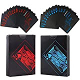QAZRFVPXF Carte da Magia Nero Carte da Poker Impermeabili Carte da Gioco in PVC Professionali Mazzo di Carte Nere 54+54Fogli ...