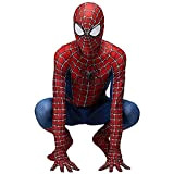QBERA Costume Spiderman Homecoming Bambino,Supereroe Costume Uomo Ragno Adulto Halloween Carnival Cosplay Maschera,Vestito Spiderman Ragazzo,Costumi Spiderman Donna (Rosso (120~130) cm)