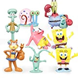 Qcstore - 8 statuette Spongebob, set di mini personaggi cartoni animati, giocattolo per bambini, decorazione per auto, ornamenti