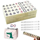 Qepakui Set da Tavolo da Gioco Mahjong,144 Mini Piastrelle in melamina | Giochi di società Tradizionali Cinesi Majong per Adulti, ...