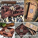 QIUMING HneFatafl Board Game Viking Chess, Set di Scacchi internazionali, Pezzi di Figura e tappetini in Pelle Premium Box a ...