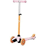 QKids Monopattino a 3 ruote per bambini, con ruote a LED, pieghevole, rosa, arancione, fino a 25 kg, età: 2+, ...