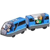 QoFina ferrovia elettrica lok treno in legno, giocattolo per bambini, compatibile con guide in legno, giocattolo per bambini e bambine