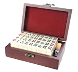 Quantum Abacus Mahjong / Majiang Set, pedine Bianche di Imitazione di Avorio, in Cassetta Elegante di Legno (17cm x 11cm ...