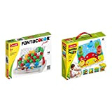 Quercetti- Fantacolor Junior Gioco Educativo, Multicolore, 48 bottoni, 2 anni +, 4190 & 2270 Jumbo Peggy 20 pz , chiodini ...