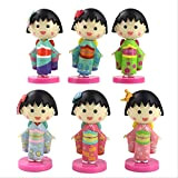QWYU 6pcs / Set Chibi Maruko Cute Mini Dolls PVC Cartoon Sakura Momoko Collection Figure Toys