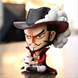 QWYU Action One Piece Shichibukai Dracule Mihawk Bere caffè Big Head Modello Anime Spadaccino Hawk-Eyes Desk Decor Doll Toys