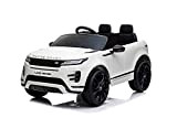 Range Rover elettrico EVOQUE, bianco, doppio sedile in pelle, lettore MP3 con ingresso USB, unità 4x4, batteria 12V10Ah, ruote EVA, ...