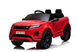 Range Rover elettrico EVOQUE, rosso, doppio sedile in pelle, lettore MP3 con ingresso USB, unità 4x4, batteria 12V10Ah, ruote EVA, ...