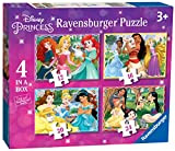 Ravensburger 030798 Principesse Disney, 4 Puzzle in a Box per Bambini, Età Raccomandata 3+