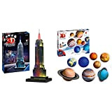 Ravensburger 12566 1 Puzzle 3D, Empire State Building, Edizione Speciale Notte con LED & Puzzle 3D, Sistema Planetario, Età Consigliata ...
