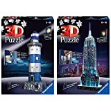 Ravensburger Italy- Puzzle 3D Faro-Edizione Speciale Notte, 216 Pezzi, 12577 7 & Puzzle 3D Empire State Building-Edizione Speciale Notte, 216 ...