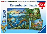 Ravensburger Puzzle 3x49, per Bambini a Partire da 5 Anni, 21x21cm, Dinosauri