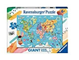 Ravensburger - Puzzle Mappa del mondo, Collezione 125 Giant Pavimento, 125 Pezzi, Età Raccomandata 6+ Anni