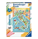 Ravensburger - Puzzle Mappa dell'Italia, Collezione 125 Giant Pavimento, 125 Pezzi, Età Raccomandata 6+ Anni