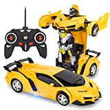RAVSOOL Telecomando trasforma auto, robot rc ricaricabile a 360 ° rotante acrobazia 1:18 deformazione giocattolo auto da corsa con suono ...