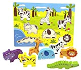 RB&G Puzzle in legno con grandi pezzi – Safaritiere Puzzle per bambini a partire da 1 anno ippopotamo & Co. ...