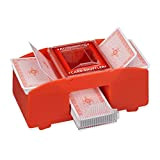 Relaxdays Mescolatore Automatico per 2 Mazzi di Carte Standard, Macchinetta Mischiacarte Fino a 91 mm, Plastica, Rosso, 50%